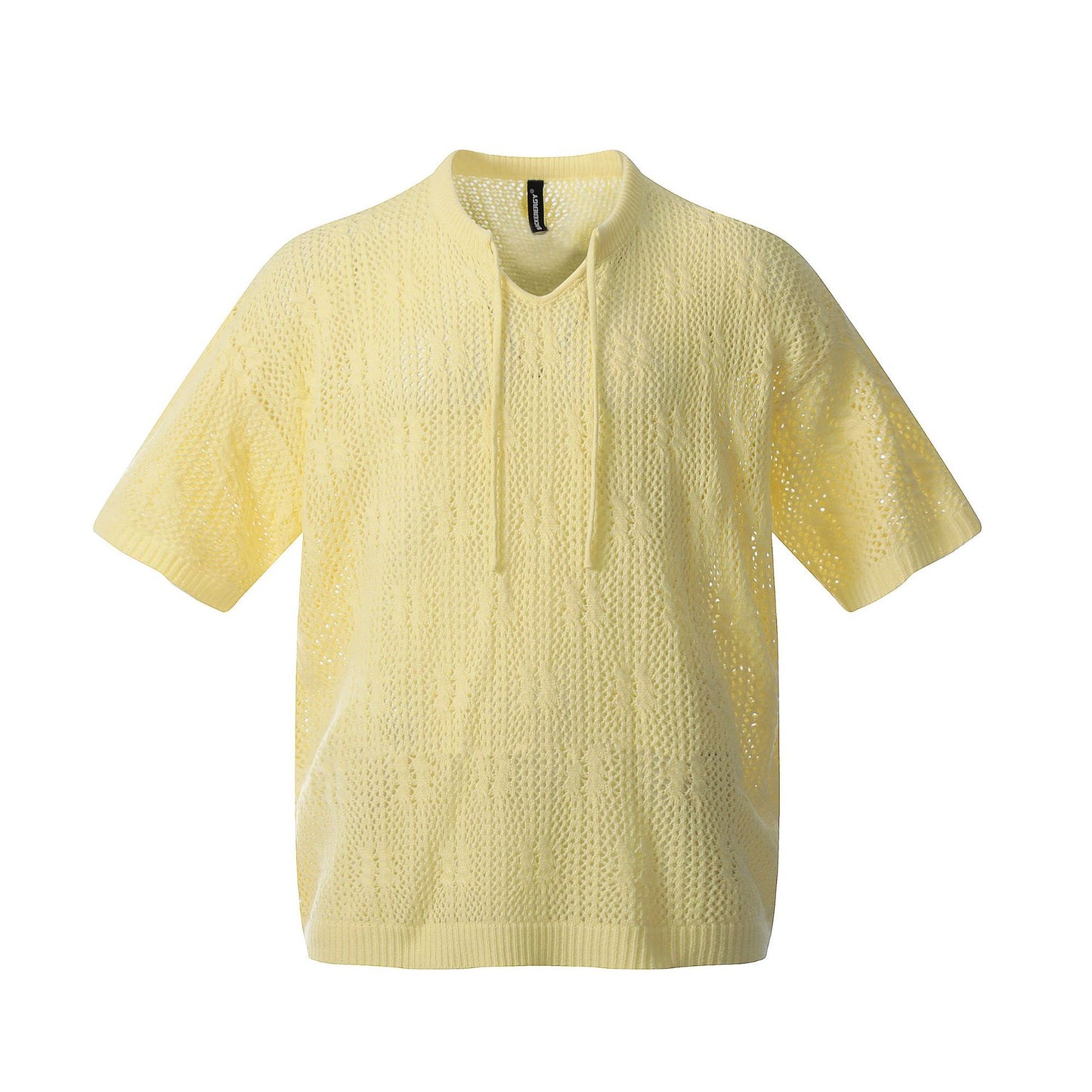 Retro Style Shirt For Men Summer Vintage Hollow Short Sleeve Knitwear V-Neck