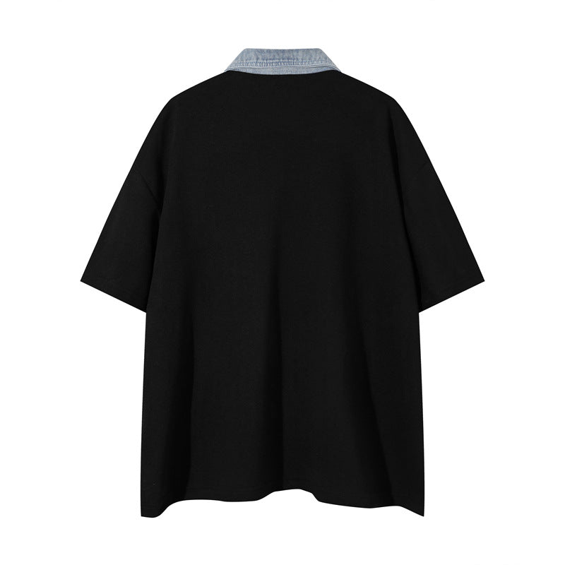 Camisas Retros College Short Sleeve T-Shirt POLO Loose Shirt