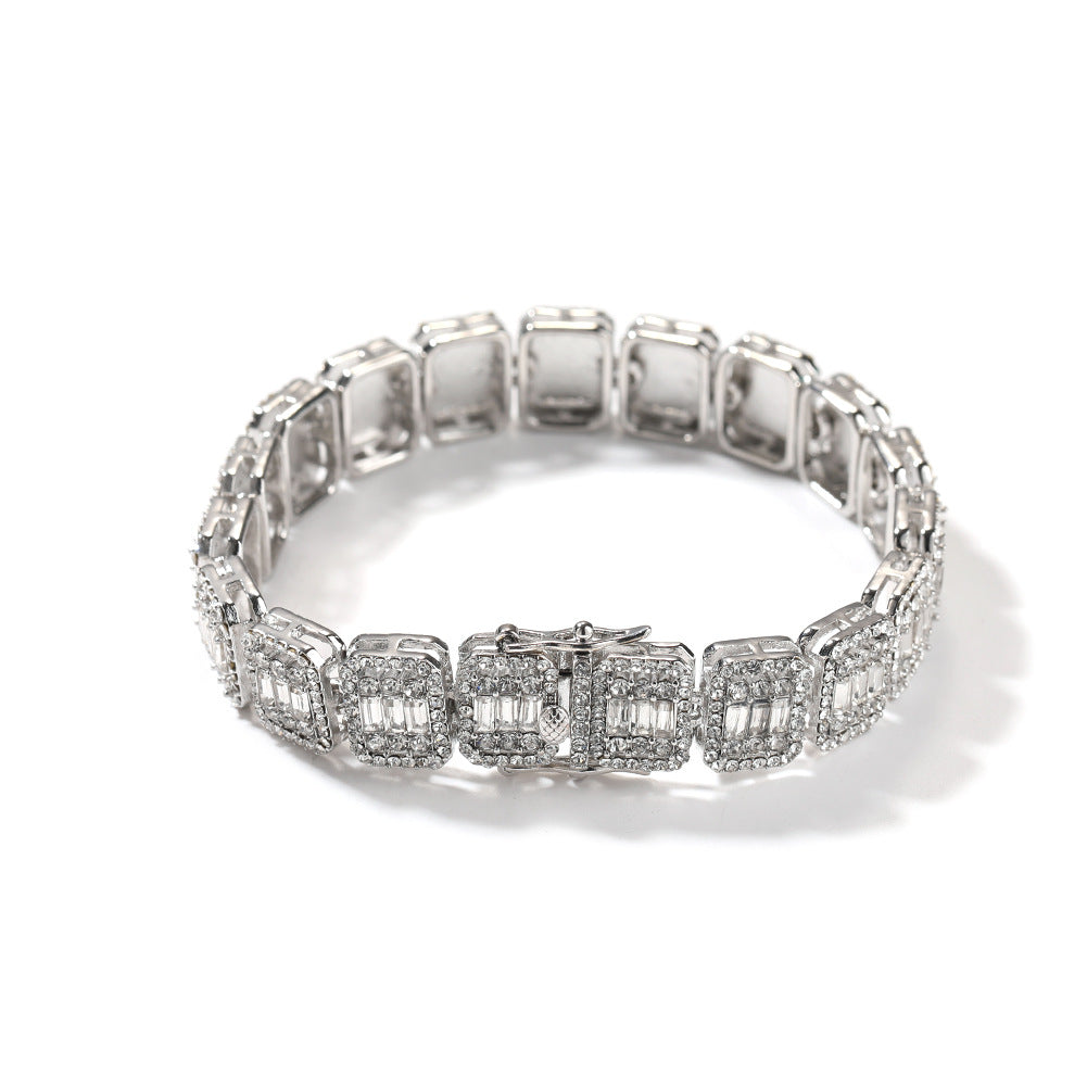 Bracelet 13MM Alloy Full Diamond Jiugongge Hip Hop Bracelet Spectrum