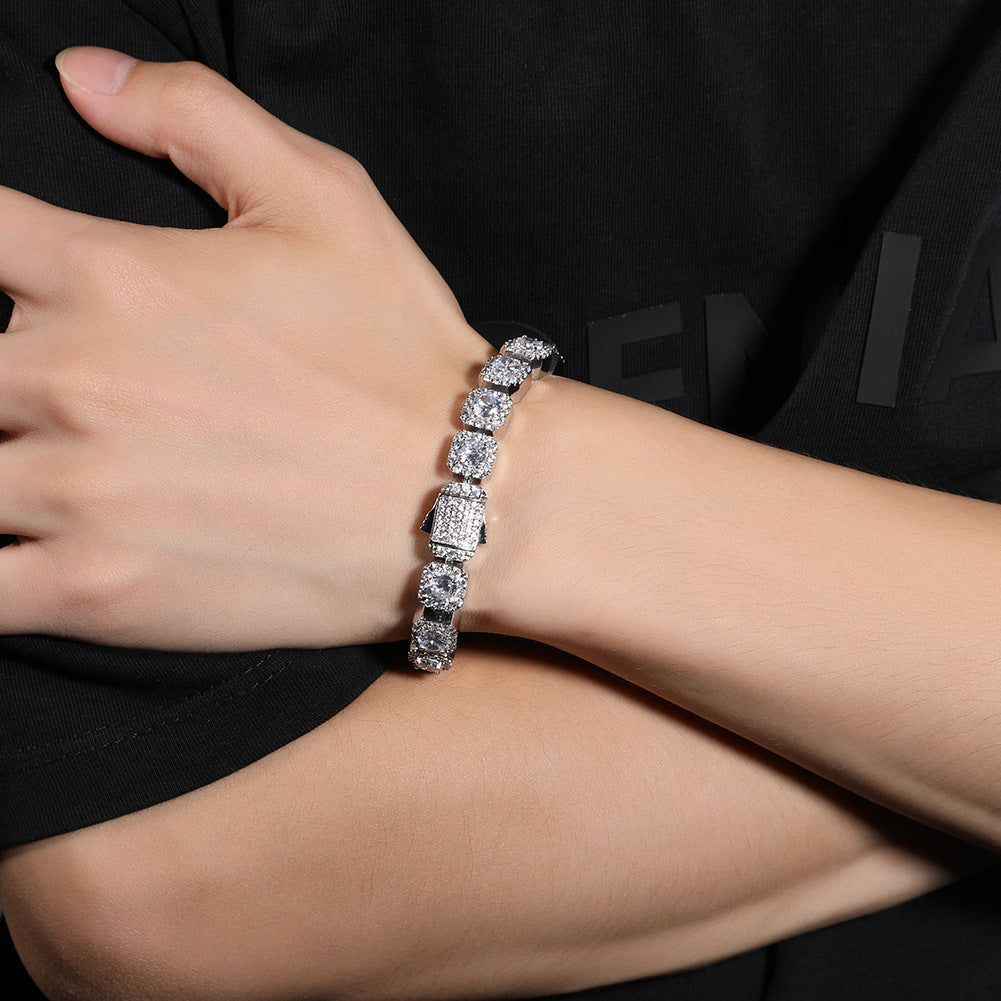 Bracelet Copper Zircon Flower Rock Sugar Chain Bracelet Spectrum St. Valentine's