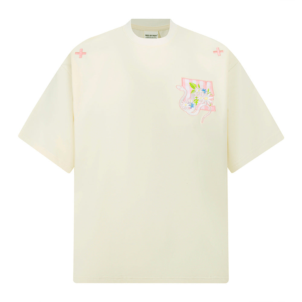 T shirt vintage usa vintage embroidered flower short sleeve t-shirt