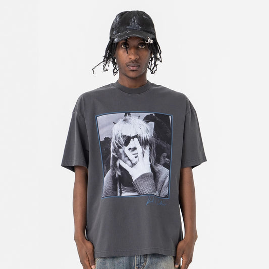 Vintage 90s Hip Hop Clothing Portrait Print Summer Vintage Short Sleeve T-Shirt