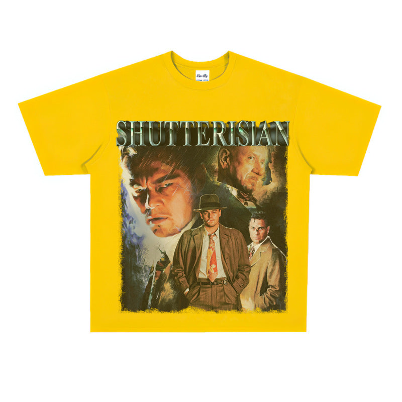 Film Star T Shirt Cotton Short Sleeve Loose Retro American T-shirt Men