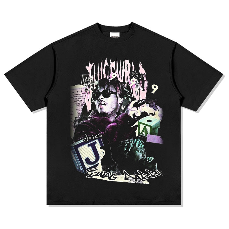 Cool t rapper Juice Wrld hip hop singer print short sleeve t-shirt