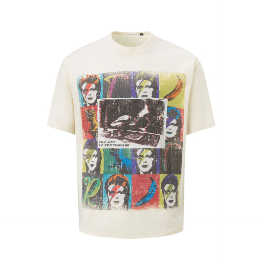 Unisex T-shirts Summer Painted Character Men's Loose Short Sleeve T-Shirt