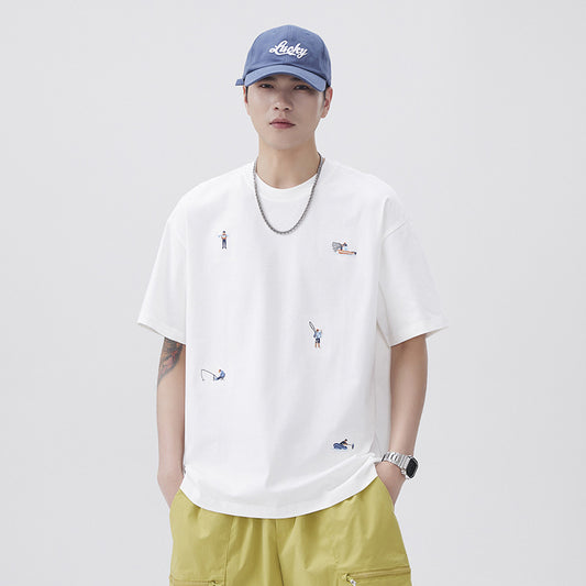 Men T-shirts Summer Loose Half-Sleeve Bottom Shirt
