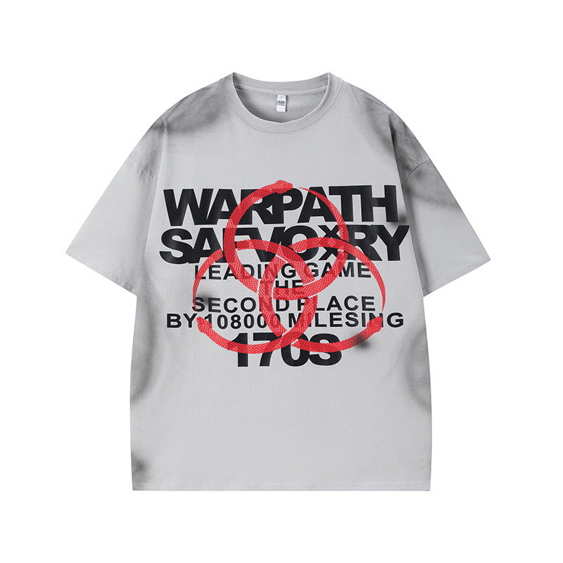 US drip outfits Summer Vintage Alphabet Print Casual Loose Short Sleeve T-Shirts