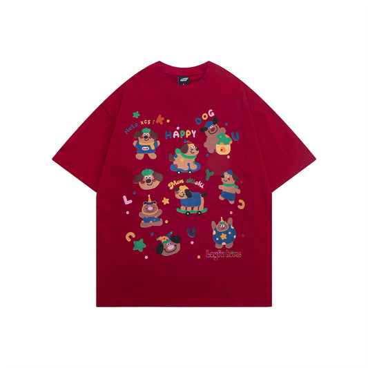Vintage tarz t shirt vintage cartoon doll print dopamine t-shirt