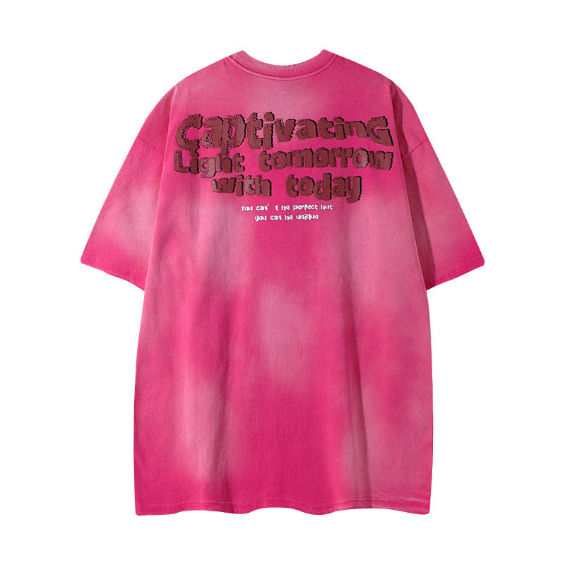 Nostalgia T Shirts Vintage Cartoon Graffiti Tie-Dye Old Short Sleeve T-Shirt