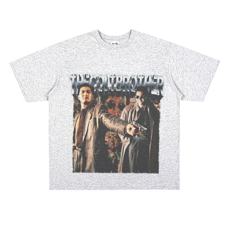 Film Star T Shirt Trendy Cotton Short Sleeve Loose round Neck Retro T-shirt
