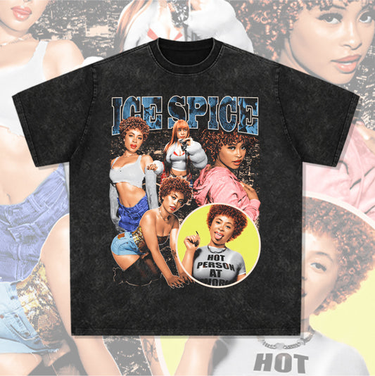 Cool t rapper vintage hip hop Ice Spice print short sleeve t-shirt