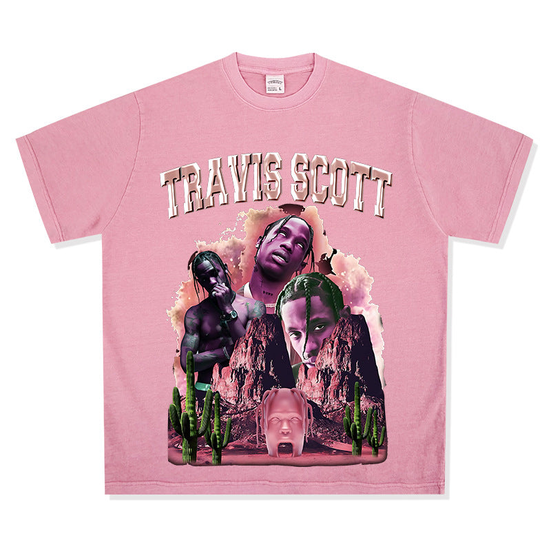 Cool t rapper travis scott print short sleeve t-shirt