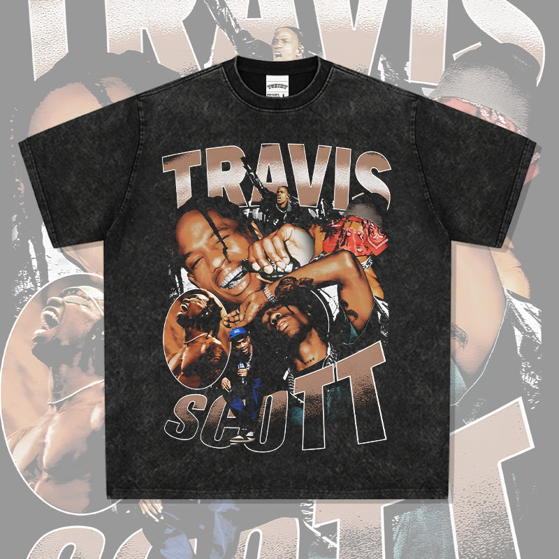 Cool t rapper hip hop Travis Scott print long sleeve short sleeve t-shirt Vintage
