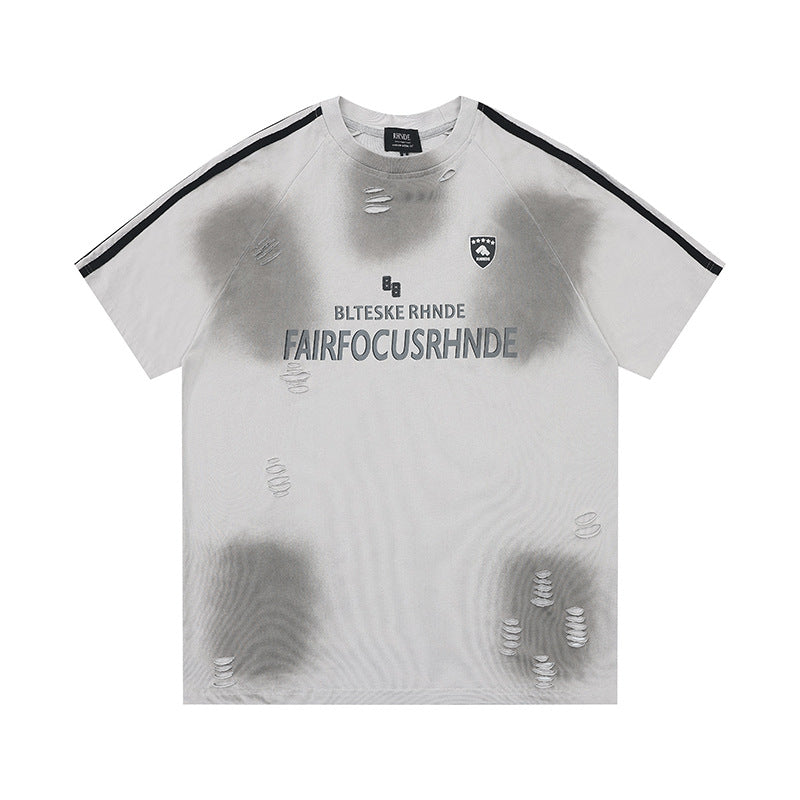 Marcas De Streetwear Tie-Dye Ripped Short Sleeve T-Shirt