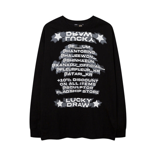 Vintage T Shirts Hip Hop Alphabet Print Long Sleeve T-Shirt Autumn Loose