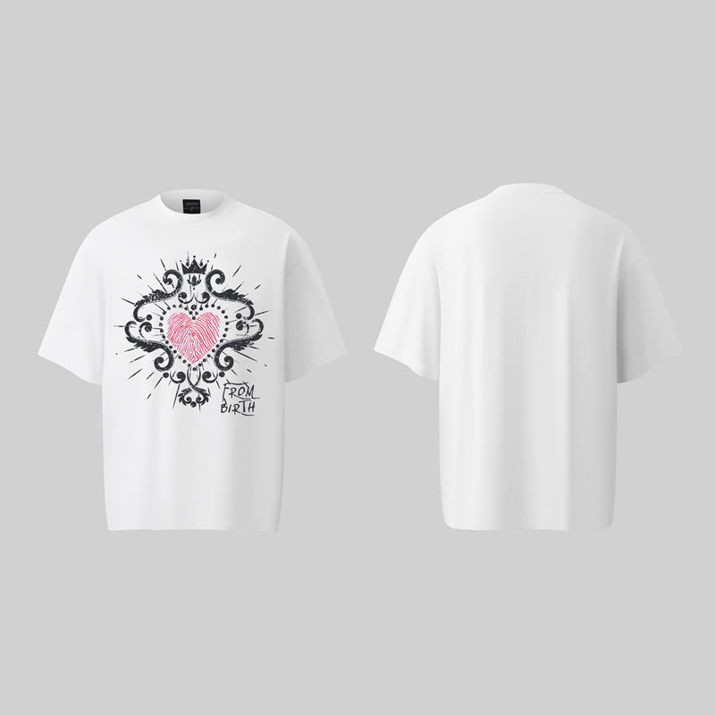 Camisas Retros Love Around Printed Short Sleeve T-Shirt