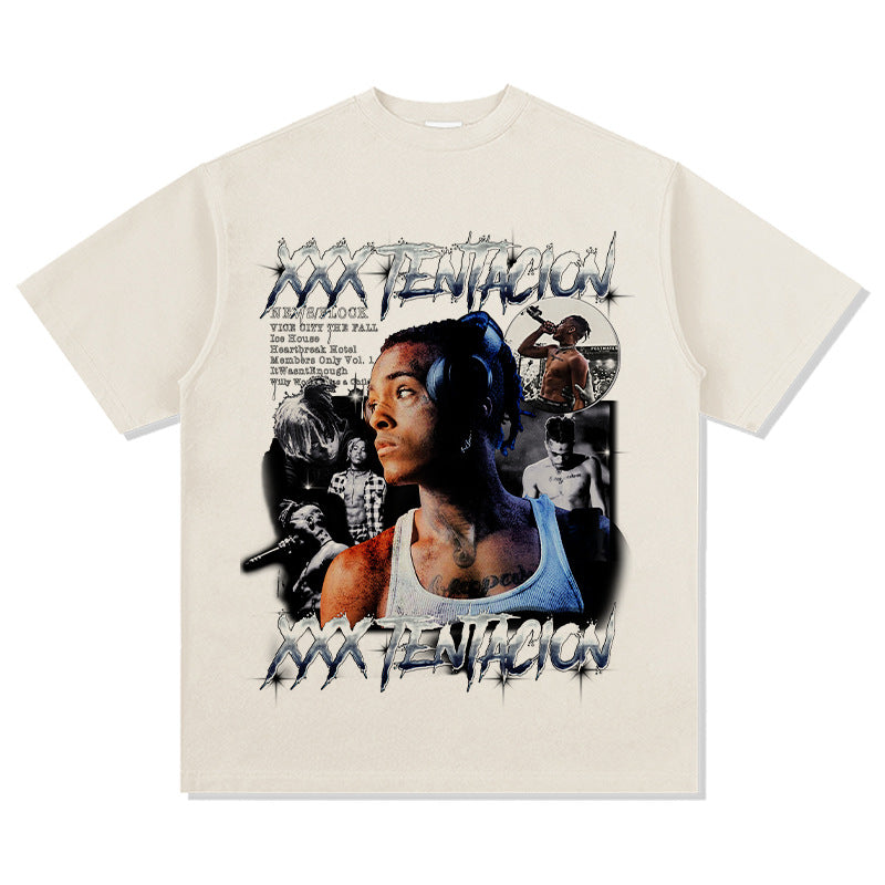 New york hip hop shop XXX Tentacion vintage vintage hip hop rap print short sleeve t-shirt