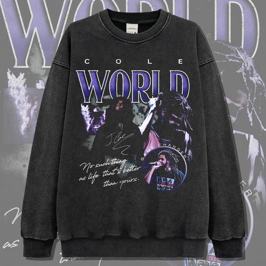 Marcas streetwear usa vintage J Cole print crew neck sweater