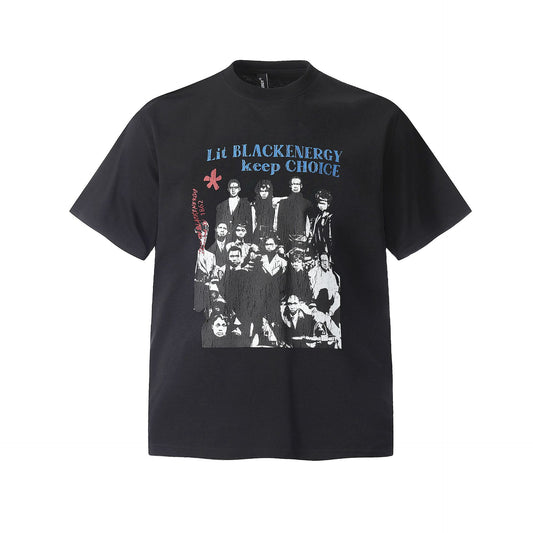 Retro Style Shirt For Men Summer Vintage Character Print Short Sleeve T-Shirt