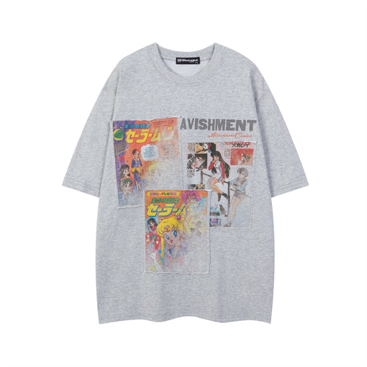 Vintage tarz t shirt vintage anime poster alphabet print short sleeve t-shirt