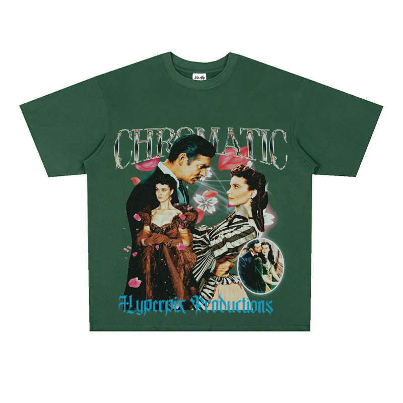 Film Star T Shirt European and American Movies Gone with the World Loose T-shirt Men and Women