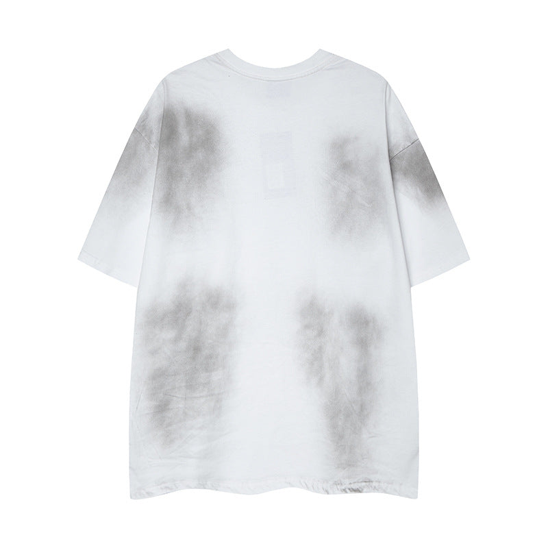 Retro Style Shirt For Men Summer Vintage Wash Old T-Shirt Short Sleeve