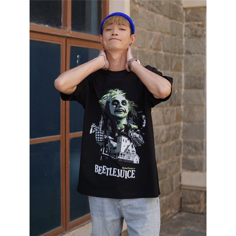 Film Star T Shirt Cotton Short Sleeve Loose Nostalgic American Retro T-shirt Men and Women