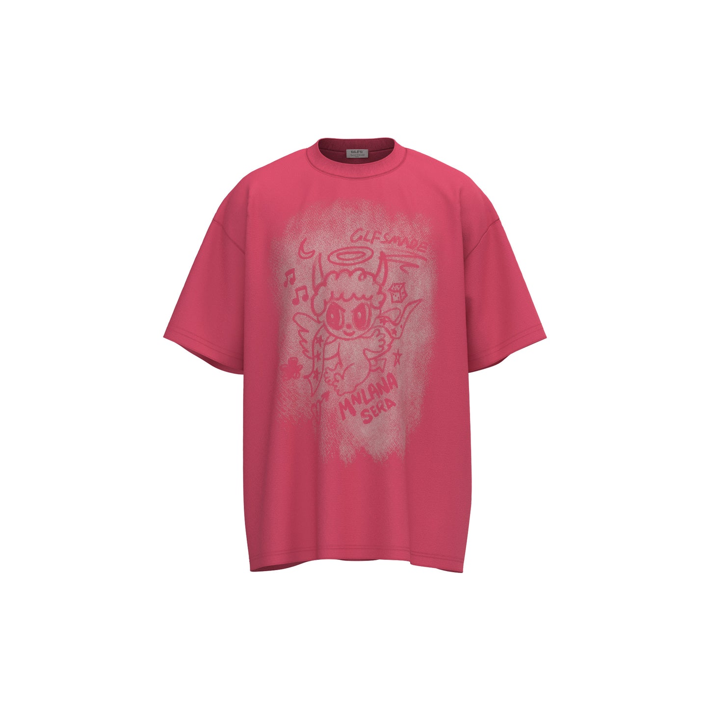 Unisex T-shirts Summer Cartoon Angel Men's Loose Crew Neck Short Sleeve T-Shirt