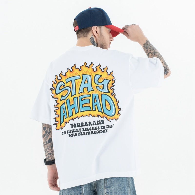 Vic Streetwear Summer Cartoon Print Short Sleeve T-Shirt