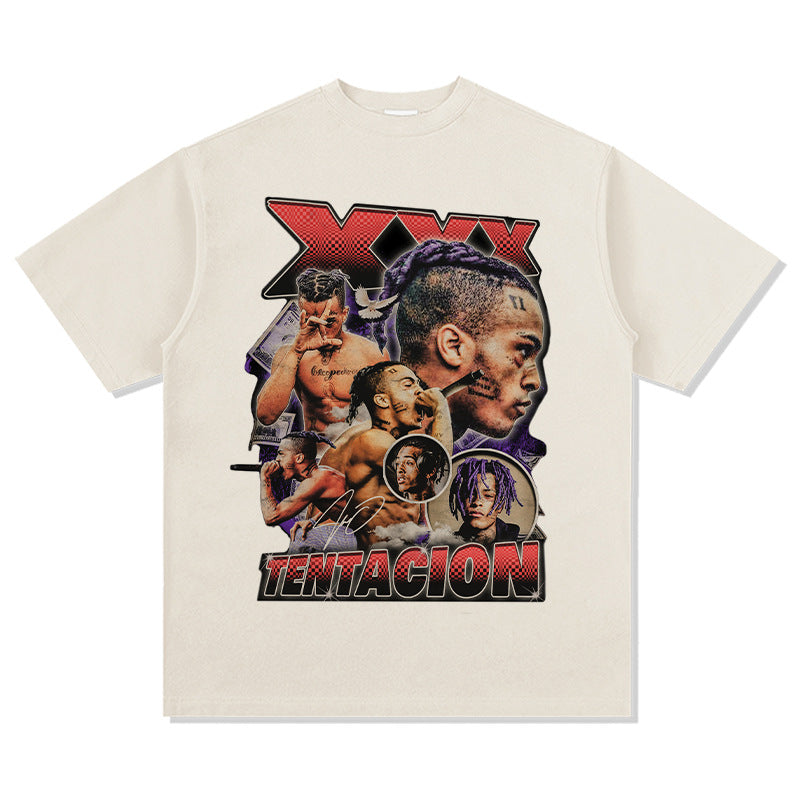 Cool t rapper XXX Tentacion print hip hop rap short sleeve t-shirt vintage