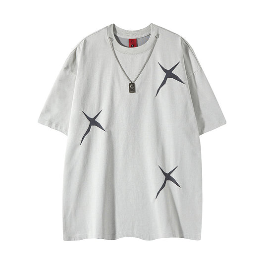 New York Hip Hop Style Short Sleeve T-Shirt Crew Neck Top