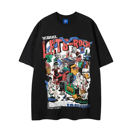 Nyc 1990 Shirt Retro Cartoon Print Loose Short Sleeve T
