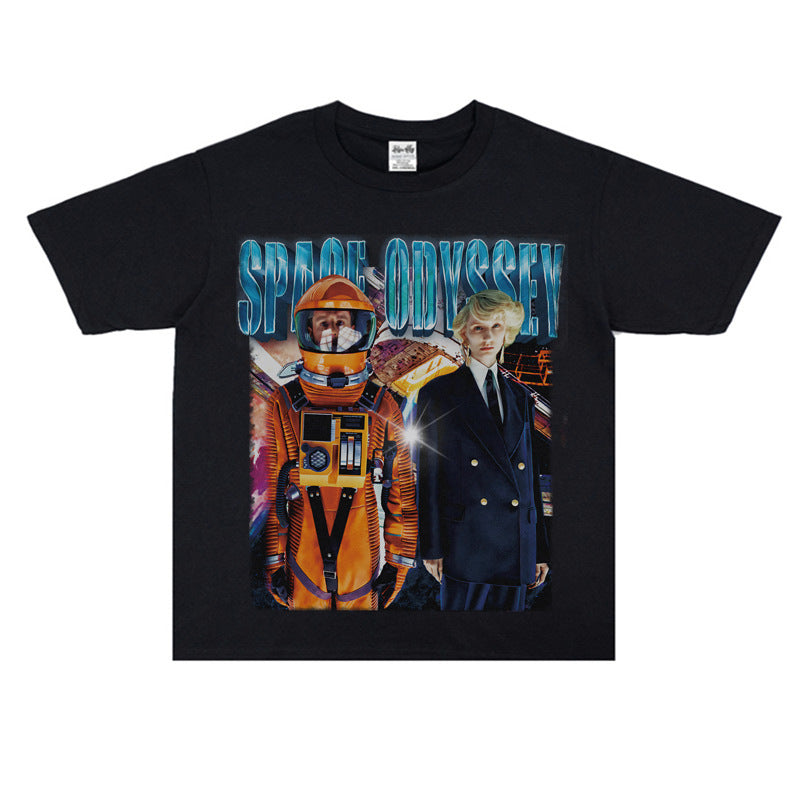 Film Star T Shirt Movie 2001 Space Roaming Printing Personalized Cotton Short Sleeve Loose round Neck Retro T-shirt