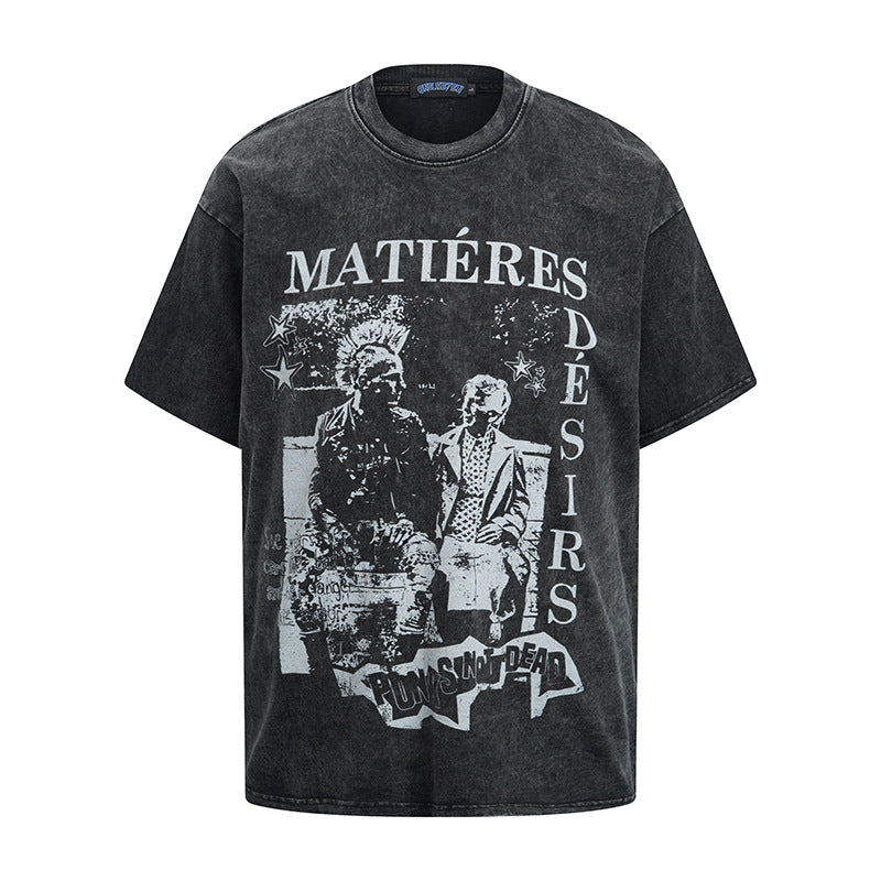 Hip hop clothing new york summer vintage wash t-shirt short sleeve
