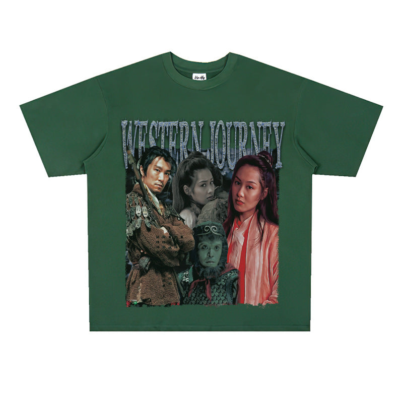 Film Star T Shirt Movie Westward Journey Stephen Chow Trendy Pure Cotton Short Sleeve Loose T-shirt
