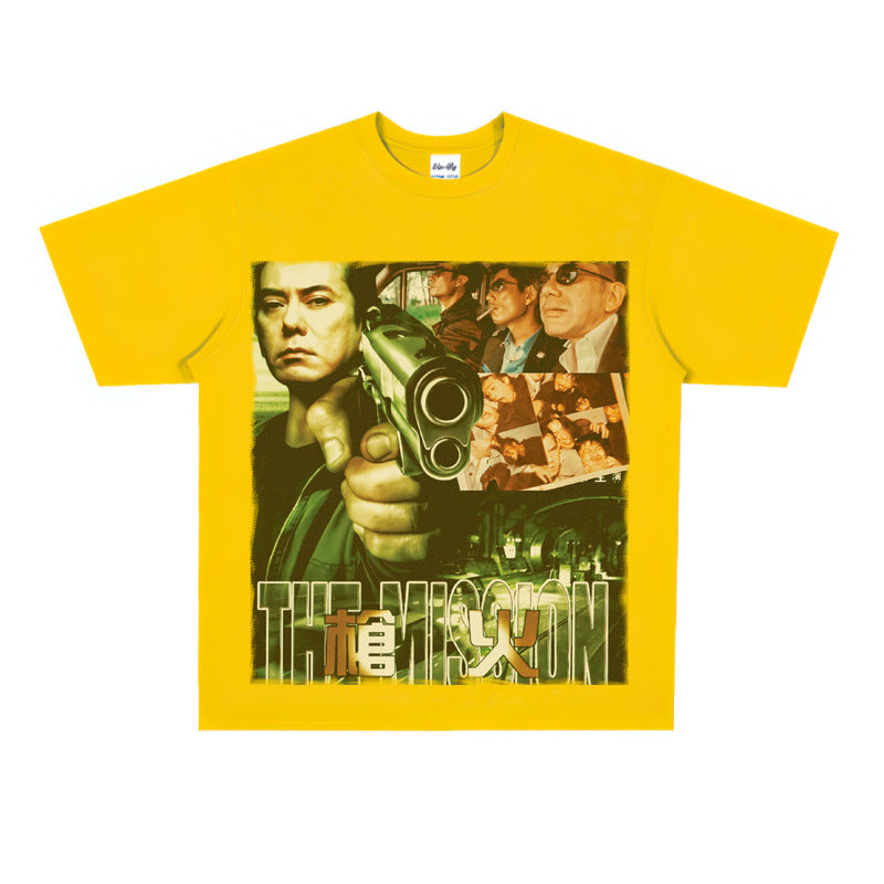 Film Star T Shirt Short Sleeve Loose Retro American Street T-shirt Men and Women