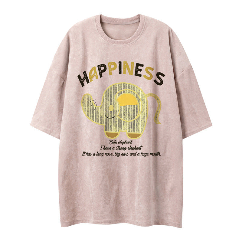 US drip outfits summer vintage cactus print casual loose short sleeve T-Shirts