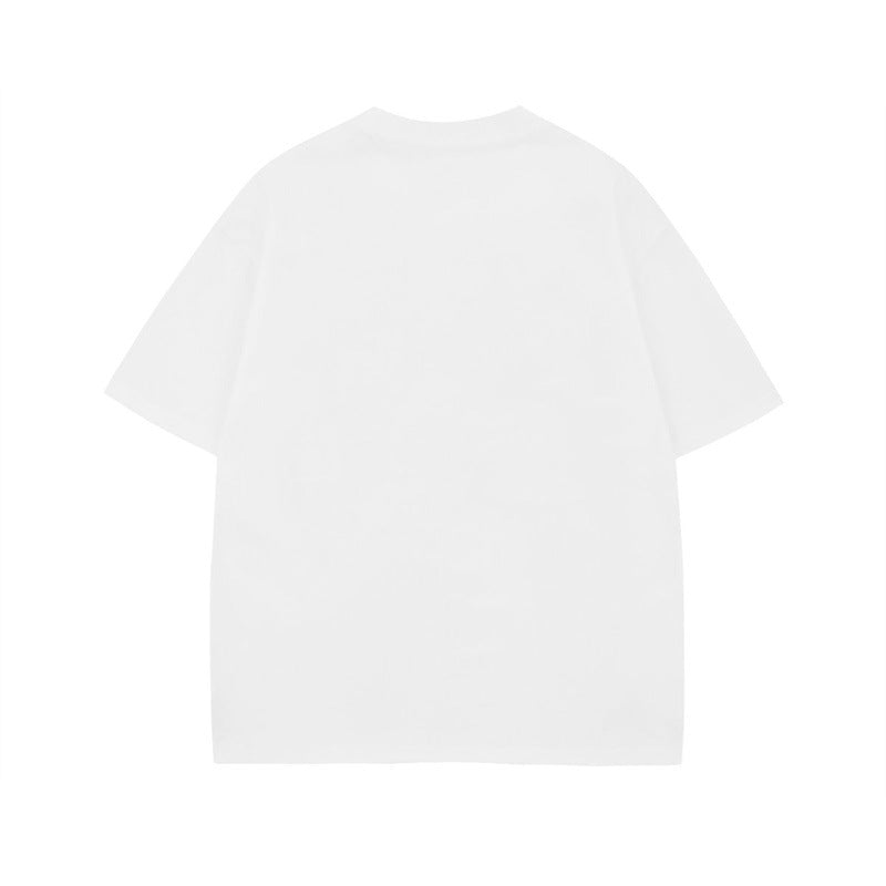 US drip outfits summer hand print round neck casual loose short sleeve T-Shirts