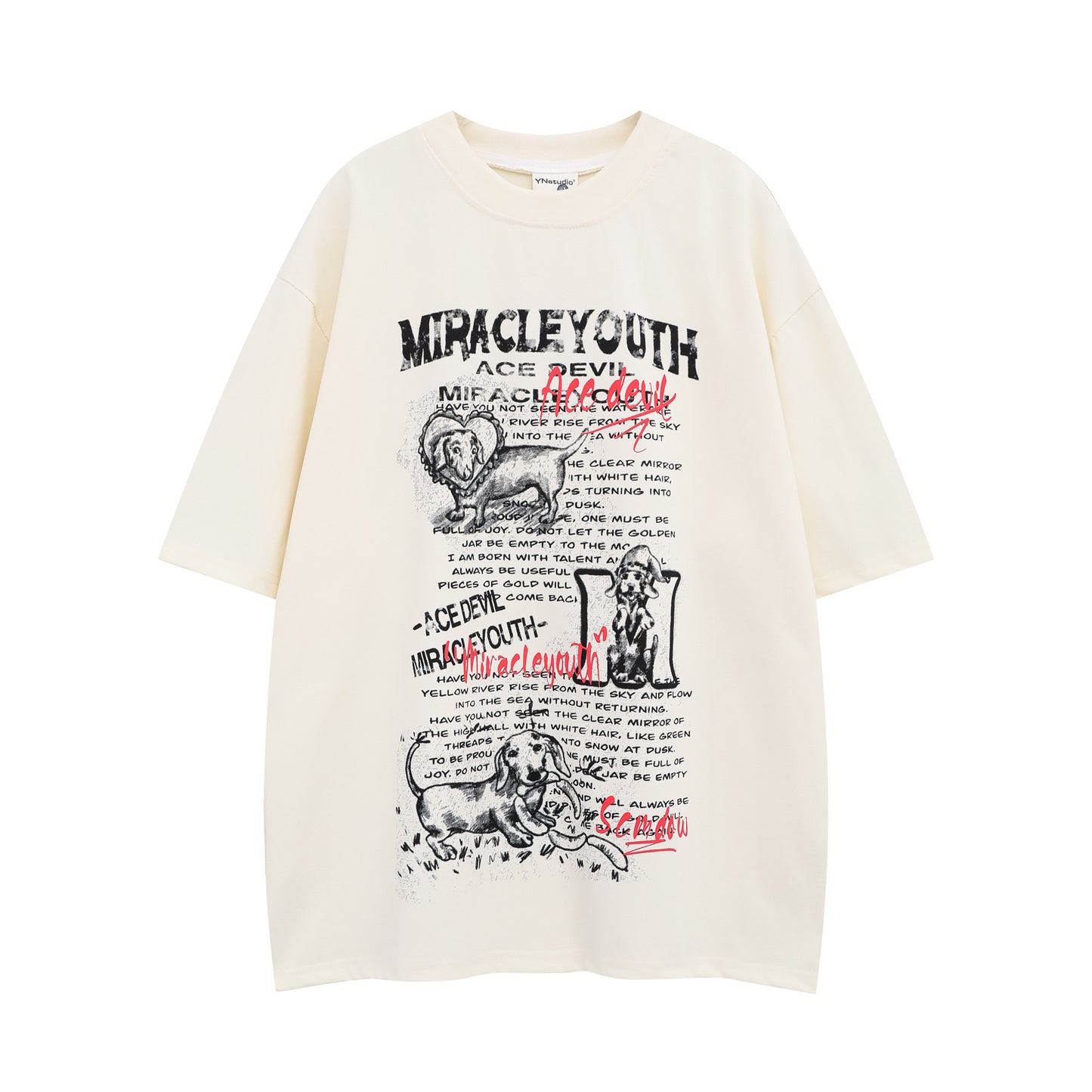 Camisetas streetwear Summer Vintage Puppy Letter Print Casual Loose Short Sleeve T-Shirt