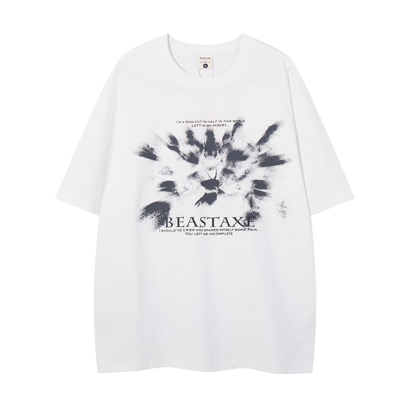 Y2K mens shirt summer casual round neck half sleeve top
