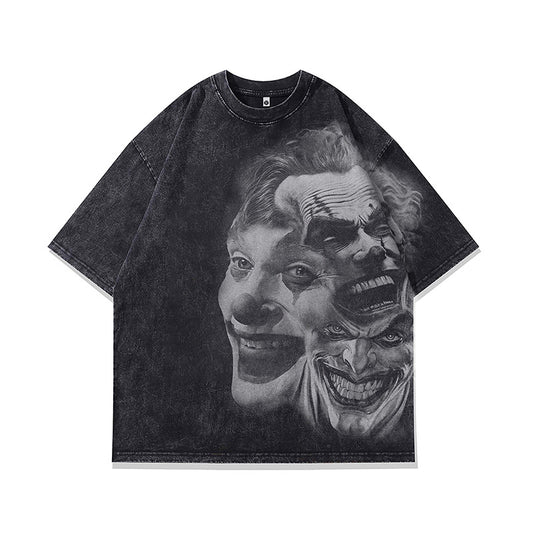 Ropa Vintage Hombre Vintage Hip Hop Clown Print Short Sleeve T-Shirt Loose oversize
