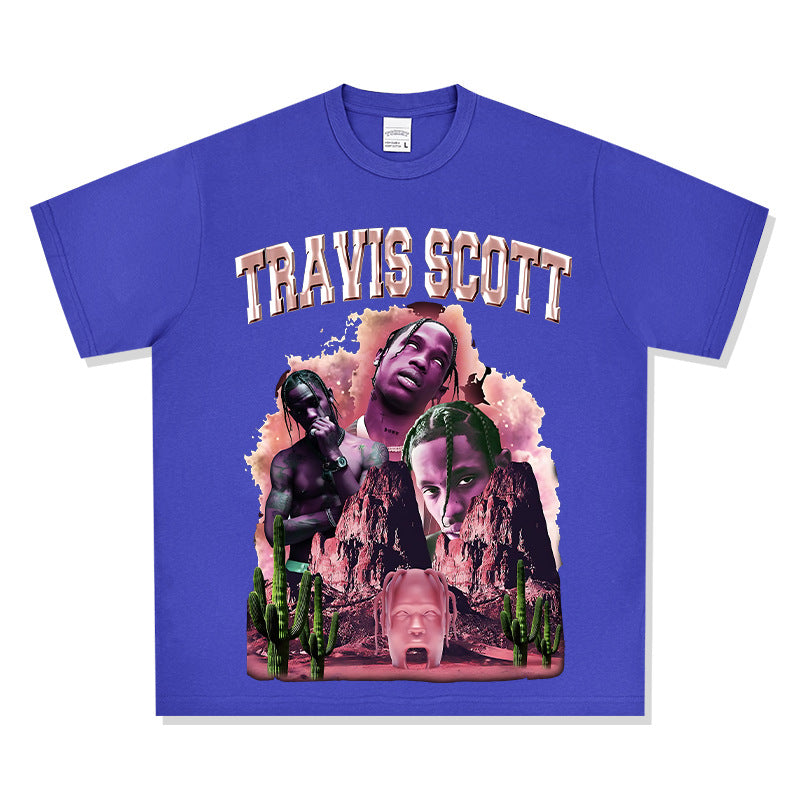 Cool t rapper travis scott print short sleeve t-shirt