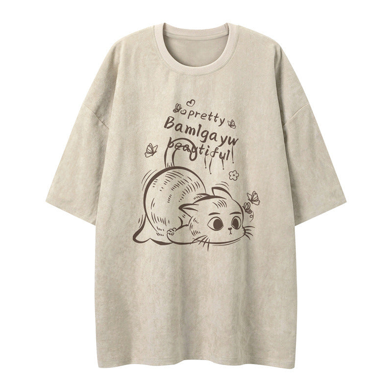 US drip outfits Summer Vintage Casual Loose Short Sleeve T-Shirts