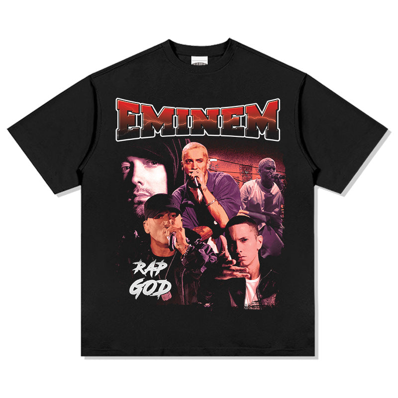 Cool t rapper Eminem Printed Hip Hop Street Short Sleeve T-Shirt