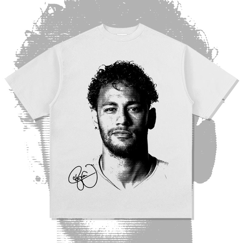 New york hip hop shop vintage neymar print short sleeve casual t-shirt