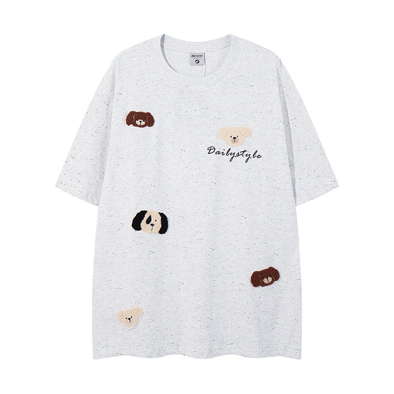 Nyc T Shirt Retro Puppy Crew Neck Short Sleeve T-Shirt Summer Oversize Casual Top