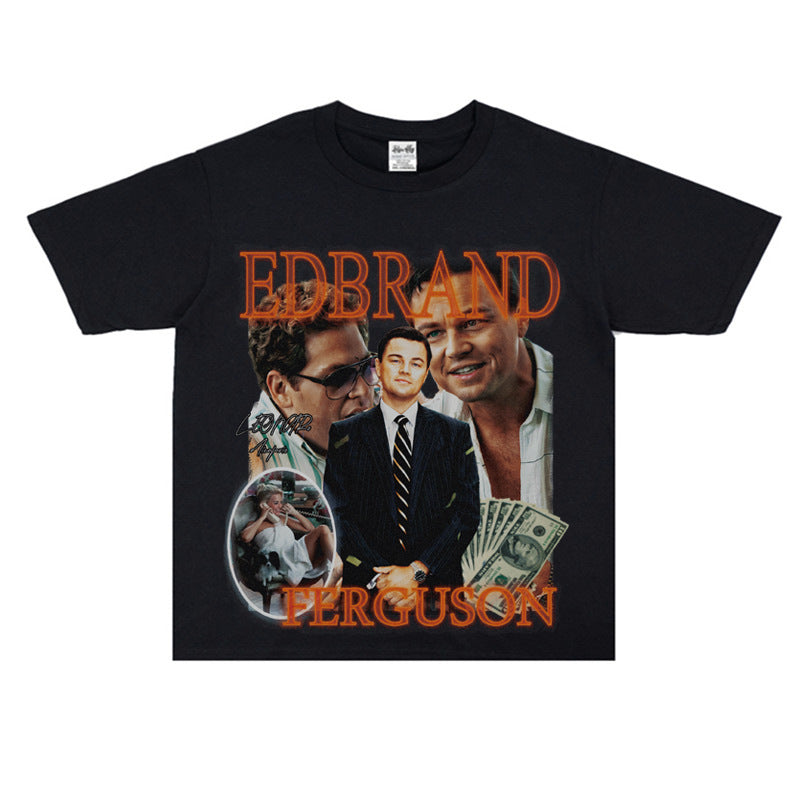 Film Star T Shirt Loose Heavy American Retro Street Personality T-shirt Men