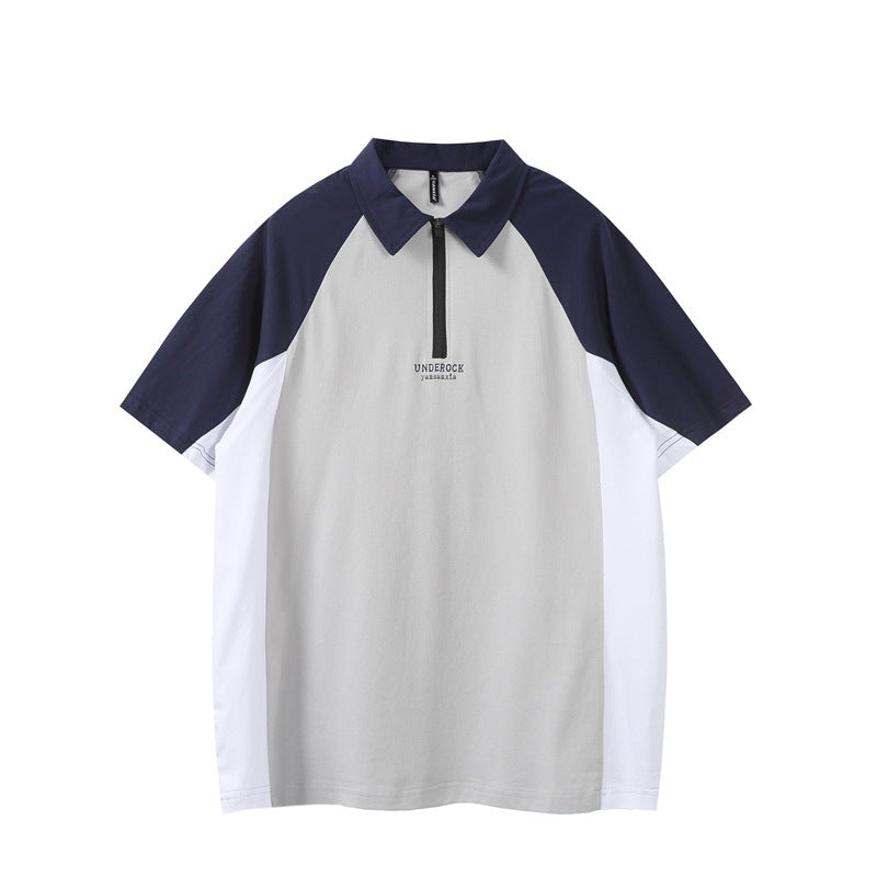 Stone Wash T shirt polo shirt short sleeve loose casual top