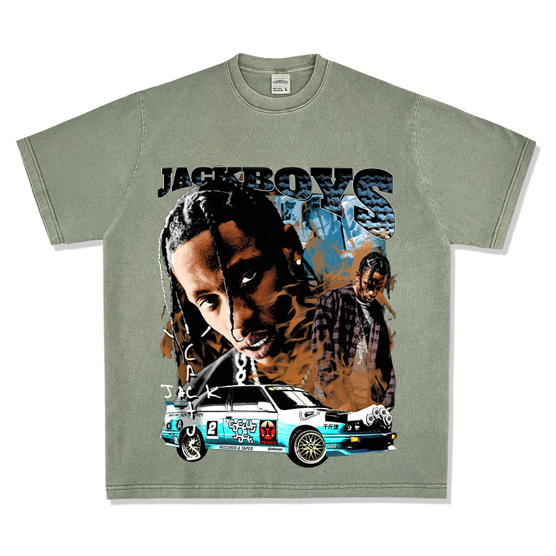 Cool t rapper vintage hip hop travis scott print short sleeve t-shirt