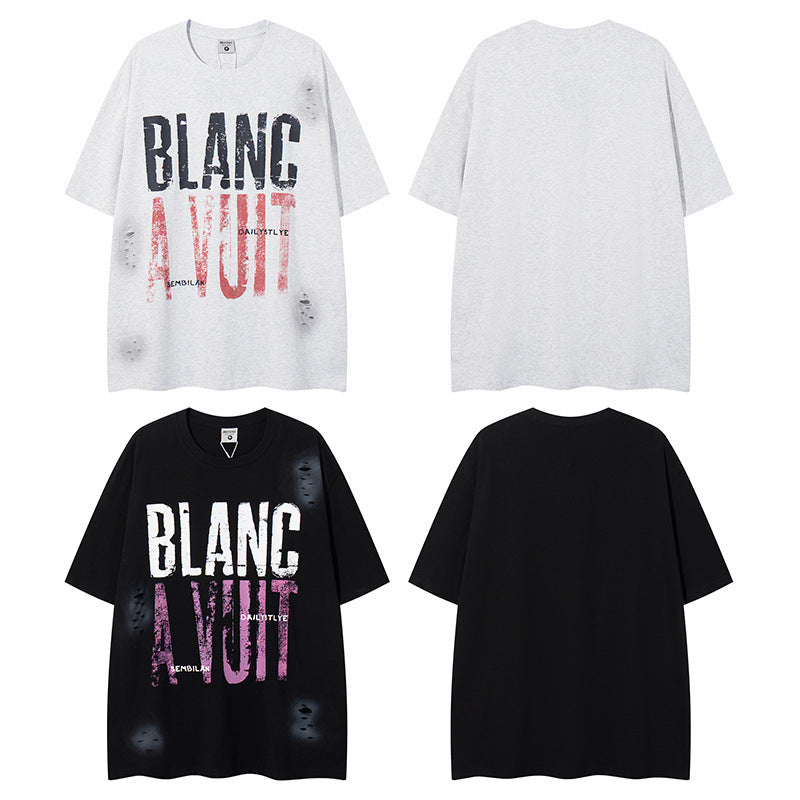 US drip outfits Summer Vintage Alphabet Print Casual Loose Short Sleeve T-Shirts